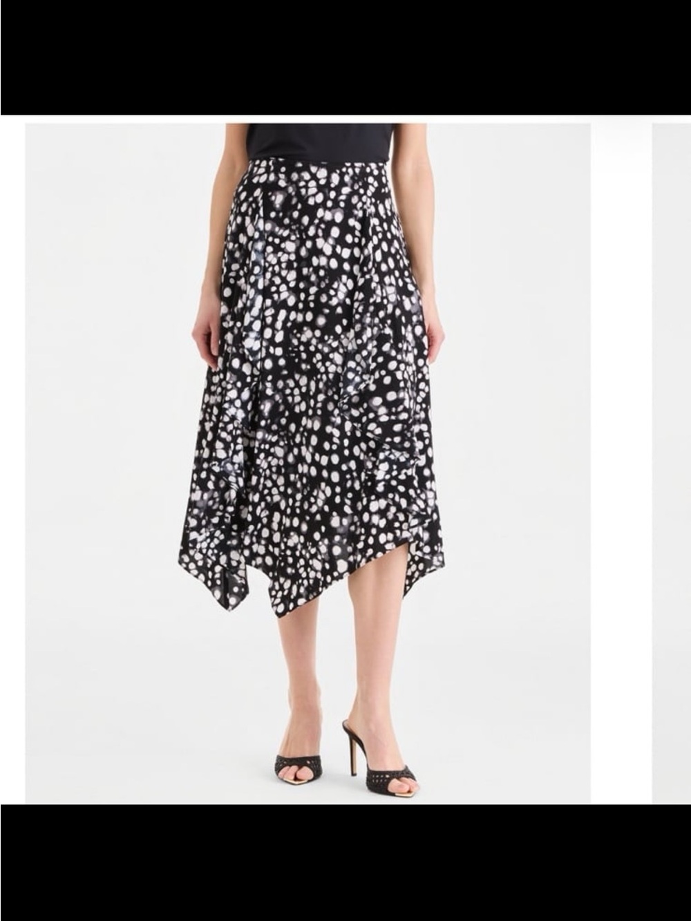 INC International Concepts Black and White Asymmetrical Spot Skirt